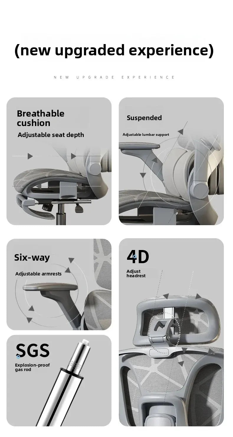 Sedia da ufficio e gaming ergonomica Air Titan Full Mesh per computer, con supporto lombare a tre zone e design ad alta ventilazione per scrivania da studente