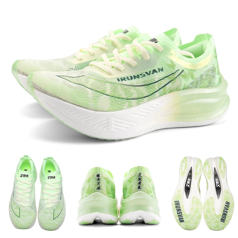 IRUNSVAN Zapatillas profesionales de maratón para hombre con placa de carbono de nailon, zapatillas deportivas de carretera ligeras para mujer, trainers deportivos