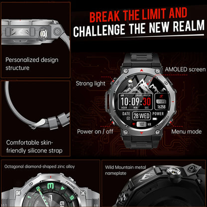 T-Rex 3 Military Smartwatch for Men  GPS Sports Tracker, 5ATM Waterproof, Heart Rate Monitor & Bluetooth Calling