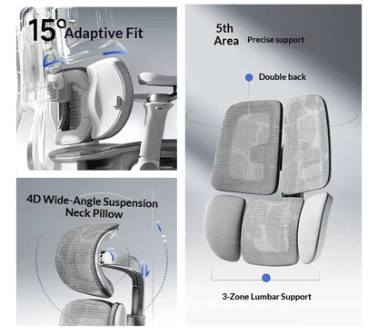 Silla de oficina de malla ergonómica ejecutiva para ordenador y gaming, mueble moderno giratorio con ruedas ajustable, silla gaming ergonómica