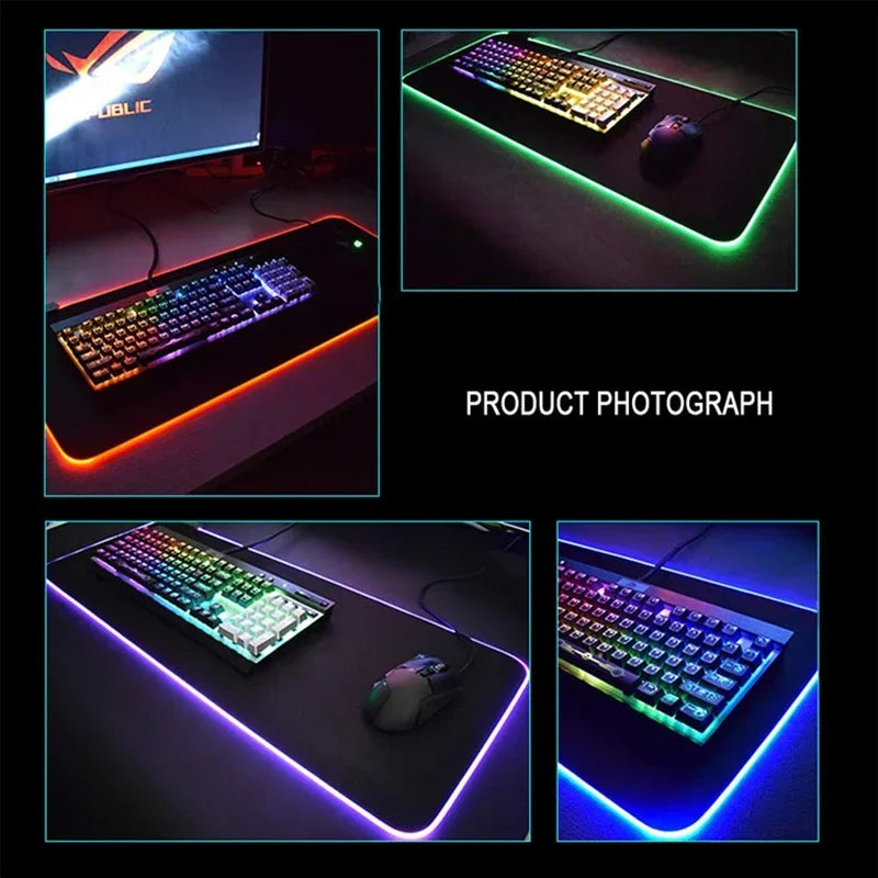 RGB Mouse Pad Game World Of Warcraft Large Table Pad Computer Accessories XXL Laptop Antislip Keyboard Pad LED Backlight Deskmat