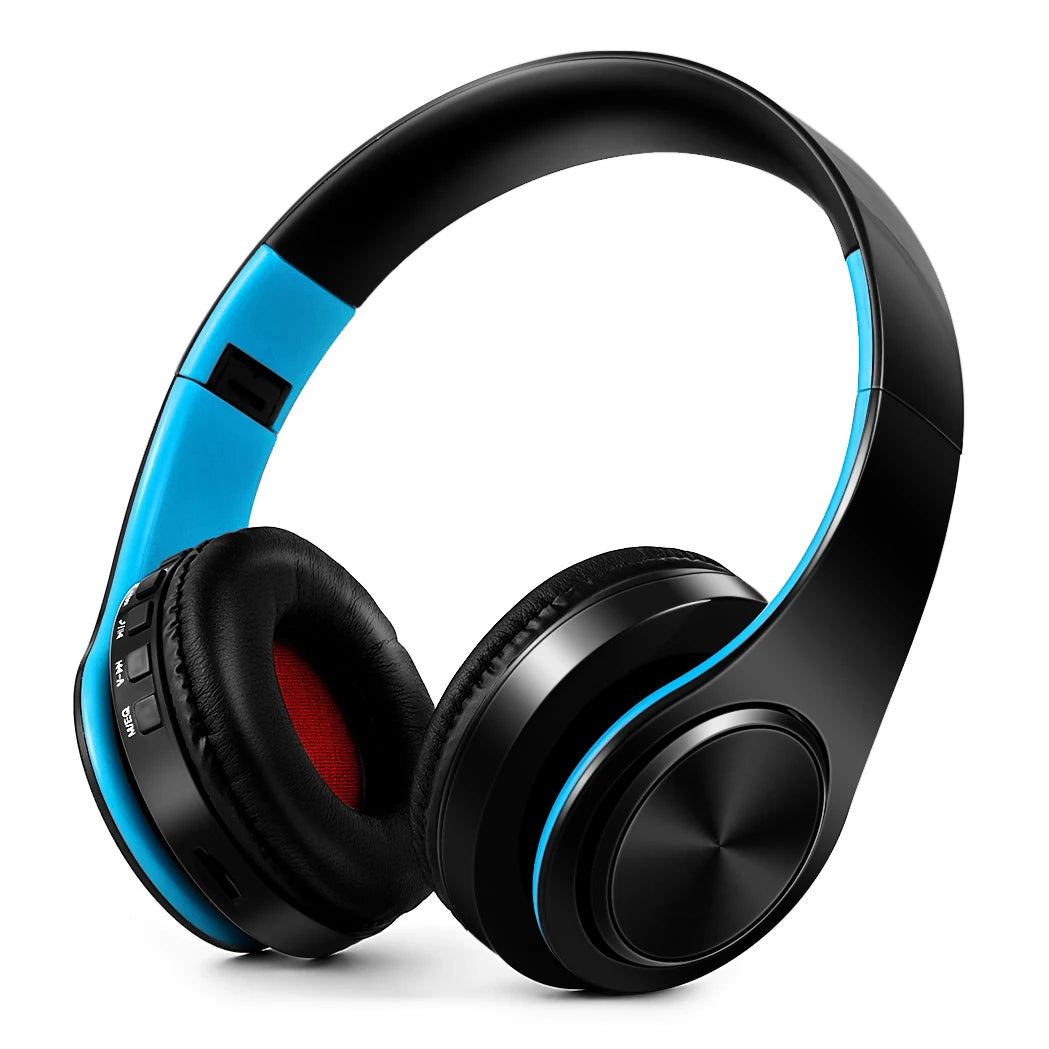 Casque Bluetooth sans fil stéréo AYVVPII avec radio FM et prise en charge de la carte SD avec micro pour téléphone portable Iphone Sumsamg tablette MP3