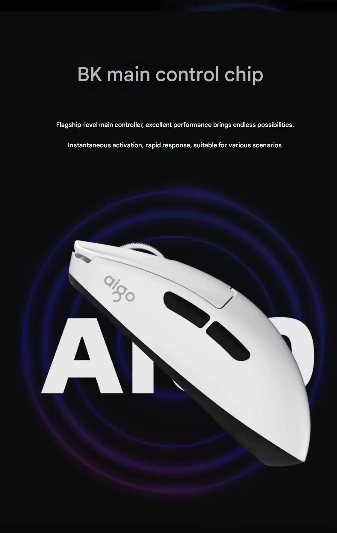 Aigo GM80 PLUS PRO trådløs Bluetooth-mus PAW3311/PAW3395 letvægts 1000HZ kablet gaming- og e-sportsmus med tre tilstande – gave