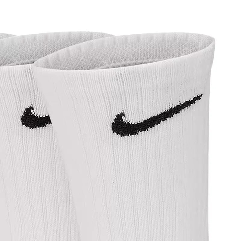 Nike Logo Athletic High-Top Socks Training Mid-Calf Socks Unisex Style Combo Pack White SX7676-100