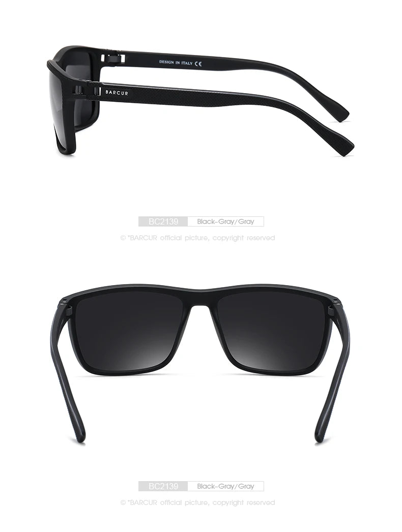 BARCUR Design TR90 napszemüveg férfiaknak, polarizált, könnyű sportnapszemüveg nőknek, szemüveg-kiegészítő, Oculos UVAB védelem