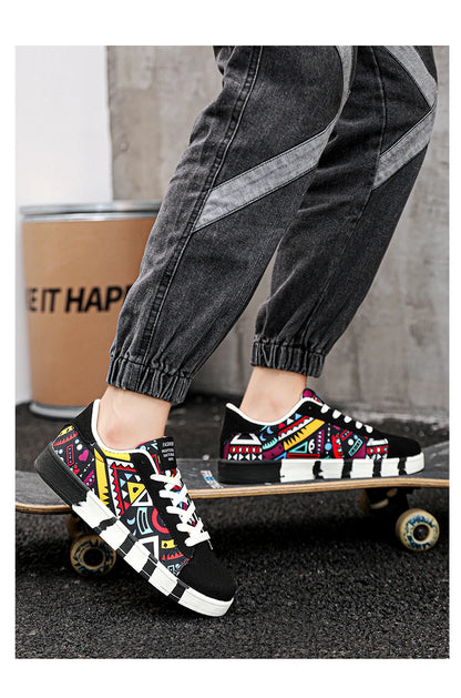 Nouvelles Chaussures de Skateboard Tendance pour Hommes – Baskets Décontractées Antidérapantes en Toile à Motifs pour la Marche en Extérieur – Zapatos Sportifs pour Homme