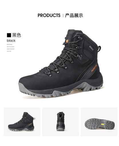HUMTTO Buty trekkingowe męskie wodoodporne buty myśliwskie taktyczne pustynne buty bojowe za kostkę do trekkingu dla mężczyzn i kobiet ciepłe skórzane sneakersy