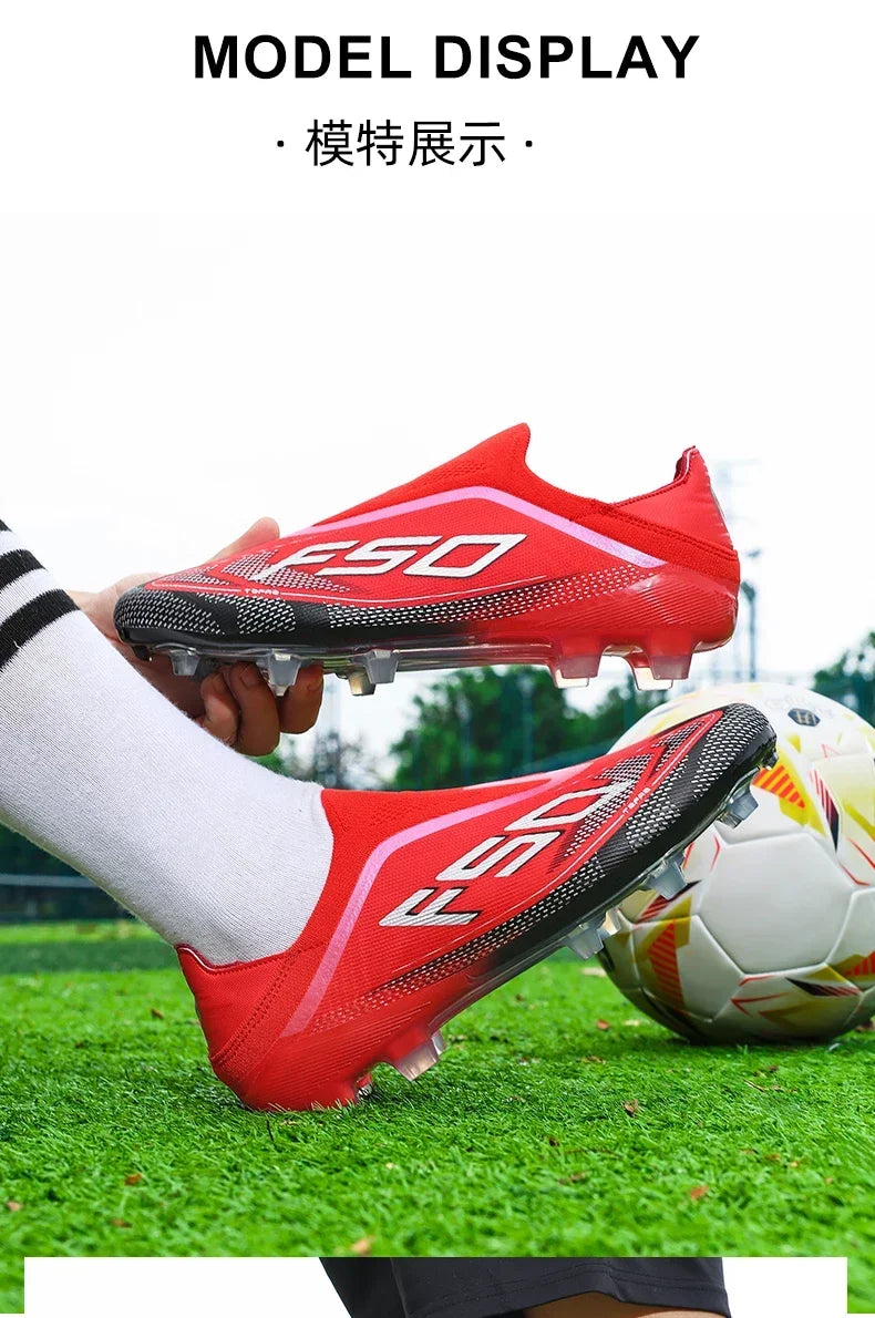 New Men Soccer Shoes Grass Cleats High-quality Match Outdoor Football Boots Non-Slip Boys Sneakers Hot-selling High-top Light