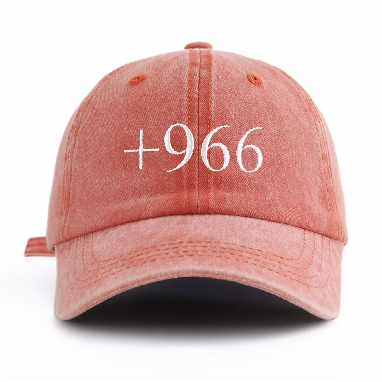 1pc +966 Embroidery Washed Baseball Cap for Adults,  Minimalist Retro Style Casual Soft Adjustable Dad Hat, Perfect As Gift