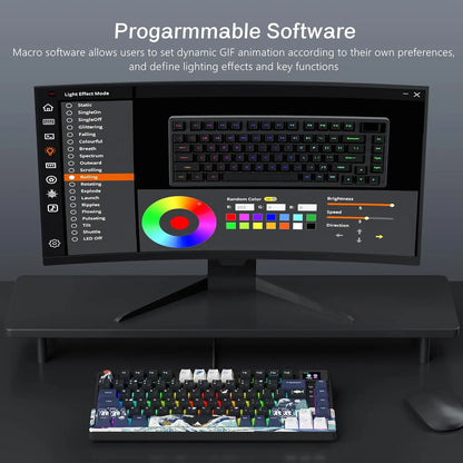 Teclado gamer Womier S-K80 con pantalla OLED a color, teclado mecánico gaming hot-swappable con montaje gasket y RGB personalizable