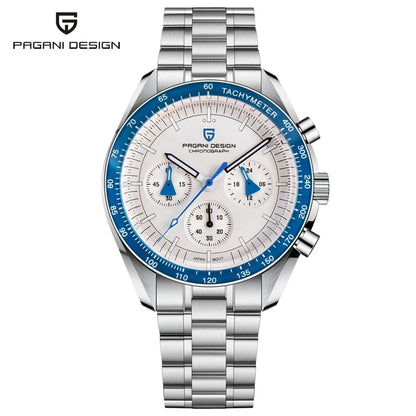 PAGANI DESIGN ‘New Moon’ Men’s Watch – Luxury quartz watch, chronograph, sapphire crystal with anti-reflective coating, ceramic bezel, luminescent hands