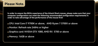 Ratón gaming inalámbrico ATTACK SHARK R5 ULTRA - sondeo 8K, sensor PAW3950MAX, 42,000 DPI, fibra de carbono ultraligera para esports profesionales