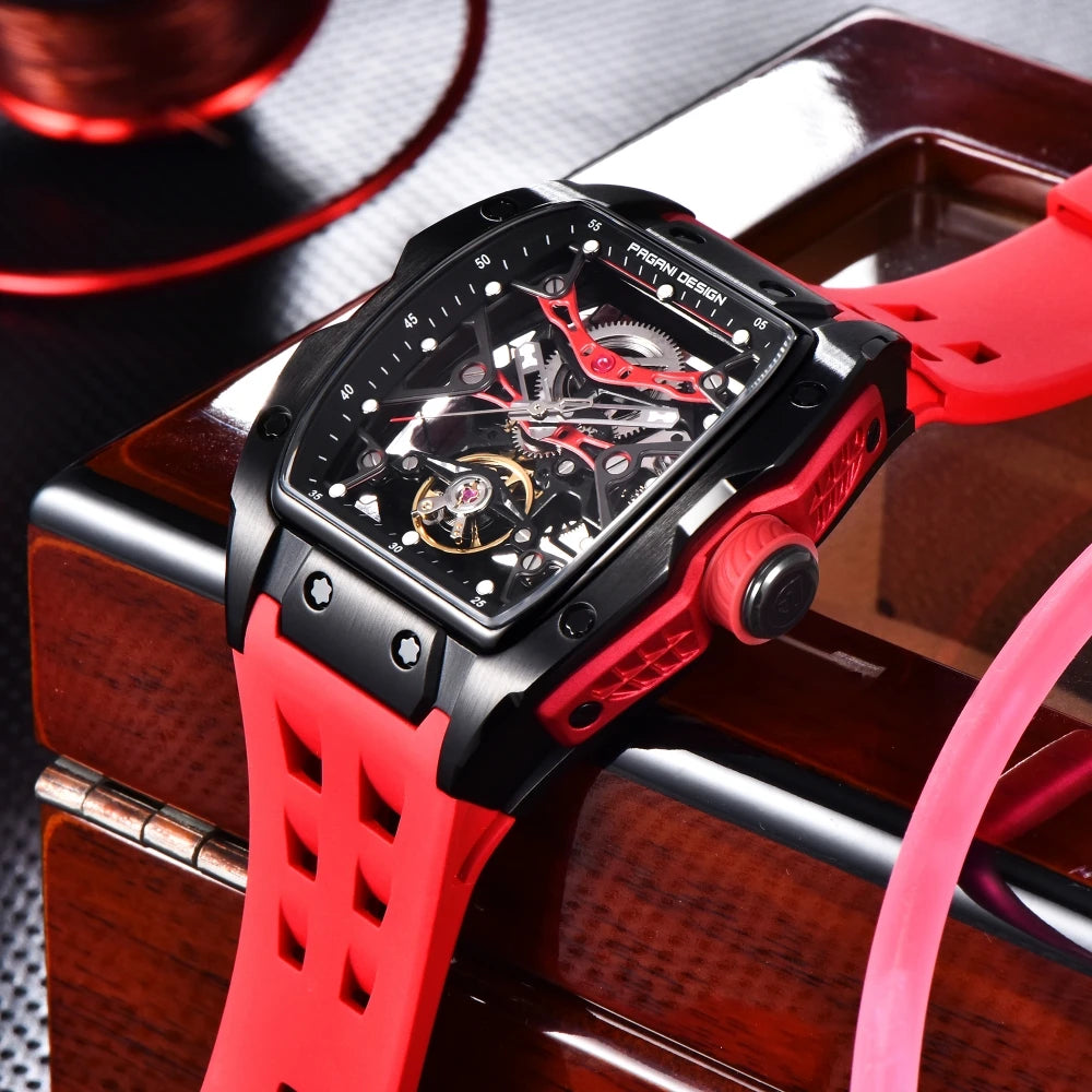 PAGANI DESIGN 42 mm-es új Alien modell, átlátszó hátlapos, átlátszó szerkezetű luxus férfi karóra, zafírüveges, automata férfi karóra
