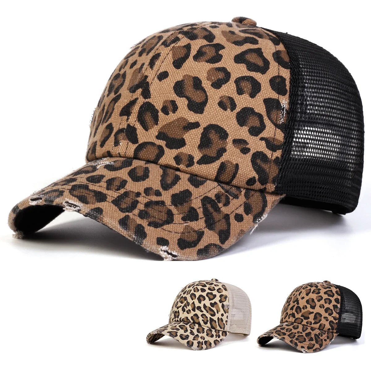 Șepci de baseball unisex cu imprimeu leopard, broderie cu găuri, pentru primăvară și toamnă, pentru activități în aer liber, reglabile, casual, cu protecție solară, șepci sportive