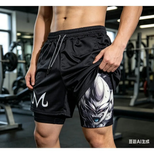 2026 Dragon Ball Printed Double-layered Shorts GOKU American Sporty Comfortable and Fashionable Men's Loose and Breathable Pants