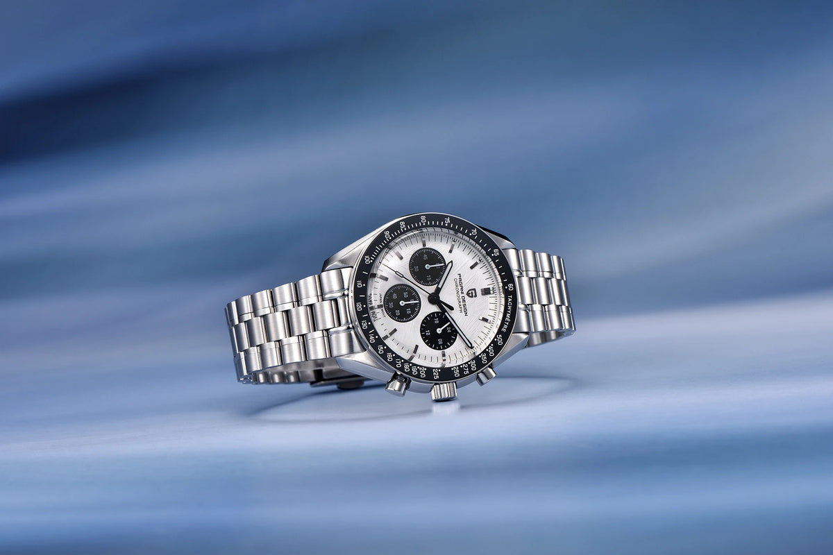 PAGANI DESIGN – Nouvelle montre à quartz de luxe pour homme, dotée d’un cadran à motif météorite, chronographe sportif, verre saphir avec traitement antireflet.