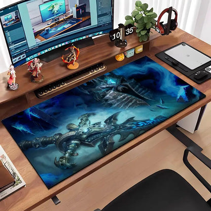 World Of Warcraft Wrath Of The Lich King Mouse Pad Large Anti-Slip Rubber Gaming MousePad Durable Desk Pad Thick Seam Edge Suita