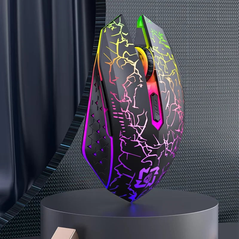 2.4GHz Bluetooth trådløs mus, genopladelig RGB-baggrundsbelysning, 1600 DPI, ergonomisk designet gamingmus til PC, laptop og Macbook