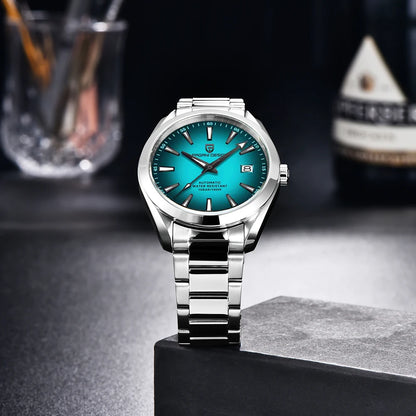 Luxe herenhorloge van PAGANI DESIGN – Mechanisch automatisch model (kaliber 8215), van roestvrij staal, waterdicht, met datumweergave en lichtgevende wijzers