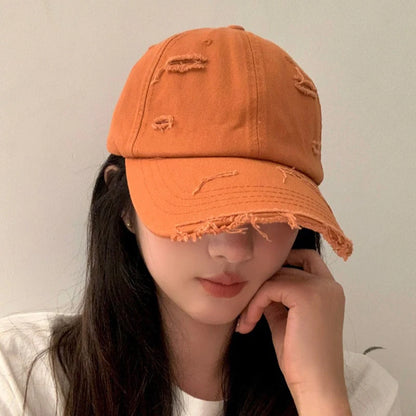 Gorra de pico de pato con ala curvada, versátil, de estilo hip-hop, con personalidad retro y efecto desgastado, para hombre y mujer, nueva colección primavera-verano