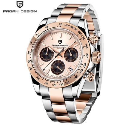 PAGANI DESIGN men’s chronograph watch – Luxury quartz wristwatch, luminous and water-resistant.