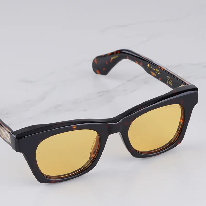 DEALAN Decade kollekció férfi klasszikus teknősbéka mintás arany napszemüveg, vintage stílusú, macskaszem alakú, vastag acetát keretű, UV400 védelemmel