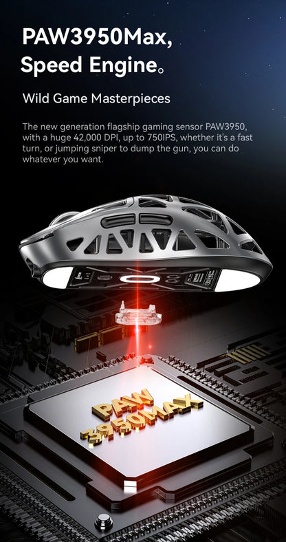 Attack Shark R2 Ασύρματο Gaming Mouse PAW3950 8K από ελαφρύ κράμα μαγνησίου, Bluetooth Tri-Mode για gaming/γραφείο