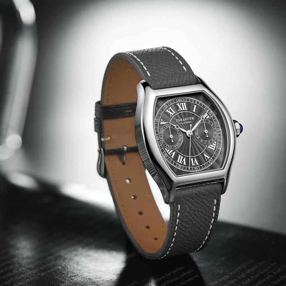 FARASUTE 36 mm-es luxus retro férfi kvarcóra VH64 szerkezetű, rozsdamentes acélból készült sportos divatóra zafírüveggel, vízálló Relogio