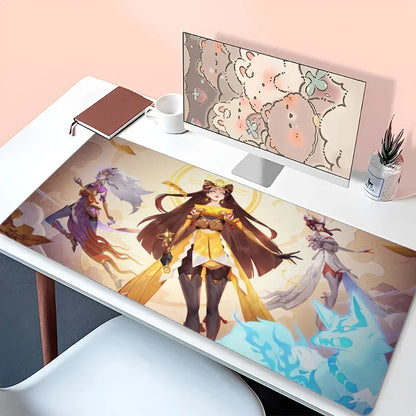 „Amaterasu Kiriko Overwatch“ pelės kilimėlis, stalo kilimėlis su paminkštinimu, „Prime Gaming“ žaidimų aksesuarai, XXL klaviatūros kilimėlis