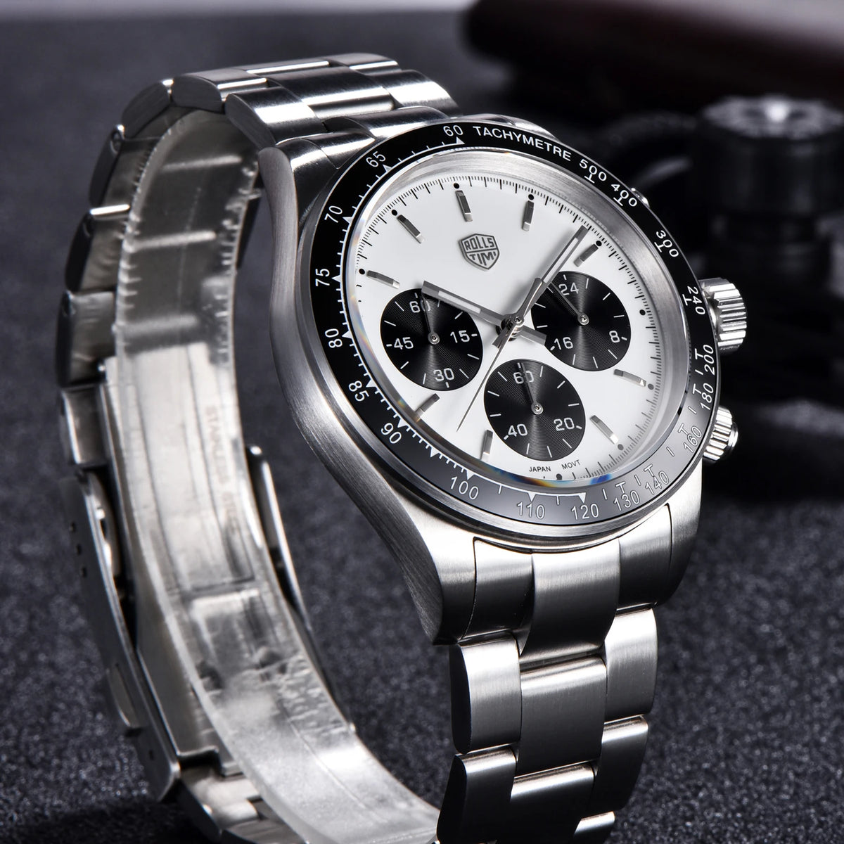 Rolls Timi Panda Men’s Watches – Quartz chronograph, luxury model, sapphire crystal with anti-reflective coating, water-resistant, sporty style