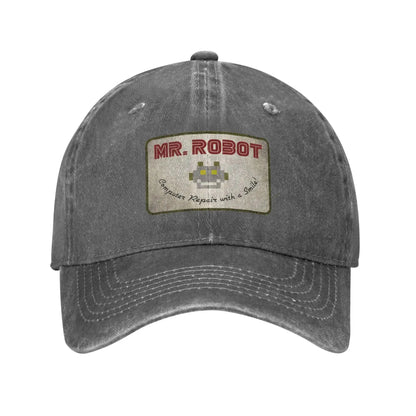Czapki baseballowe dla mężczyzn z nadrukiem „Computer with Sourires”, „Anime”, „Funny”, „Mr Robot”, „Custom”, „Retro Cowboy” i „Washed” – dżinsowe czapki przeciwsłoneczne w stylu hip-hopowym