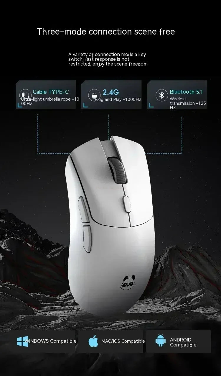 Bezdrátová myš Metaphyuni Metapanda P1 P1 Pro Max PAW3395, nízká latence, lehká e-sportovní herní myš, ergonomická, dárek pro PC hráče