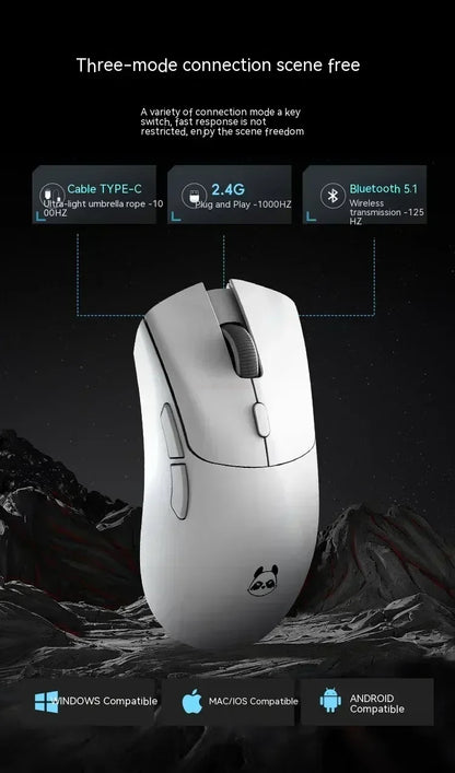 Bezdrátová myš Metaphyuni Metapanda P1 P1 Pro Max PAW3395, nízká latence, lehká e-sportovní herní myš, ergonomická, dárek pro PC hráče