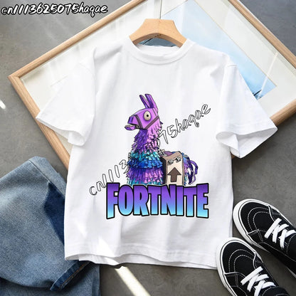 Neue Fortnite-Sommer-T-Shirts für Kinder, Cartoon-Figur-Grafik-T-Shirt, lässige Sport-Kurzarmtops für Jungen