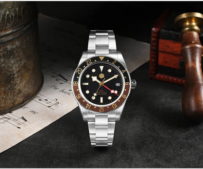 San Martin Root Beer Classic Vintage Luxury Men's Watch 39mm NH34 GMT Automatic Mechanical Watch Sapphire Waterproof 100m SN0109