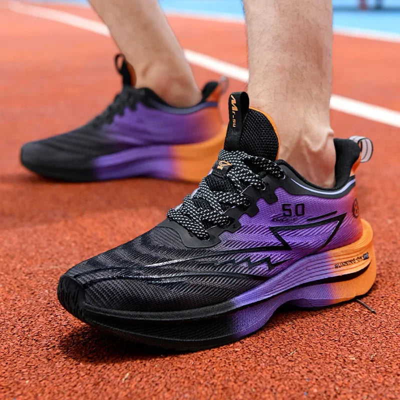 Herren-Sportschuhe – professionelle, gedämpfte Laufschuhe mit Carbonplatte, atmungsaktive Schnür-Sneaker für Freizeit, Marathon und Training