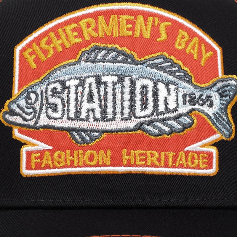 2025 New STATION Fishbone Embroidery Men's Street Skateboarding Hip Hop Hat Truck Hat Women's Leisure Sunshade Hat Baseball Hat