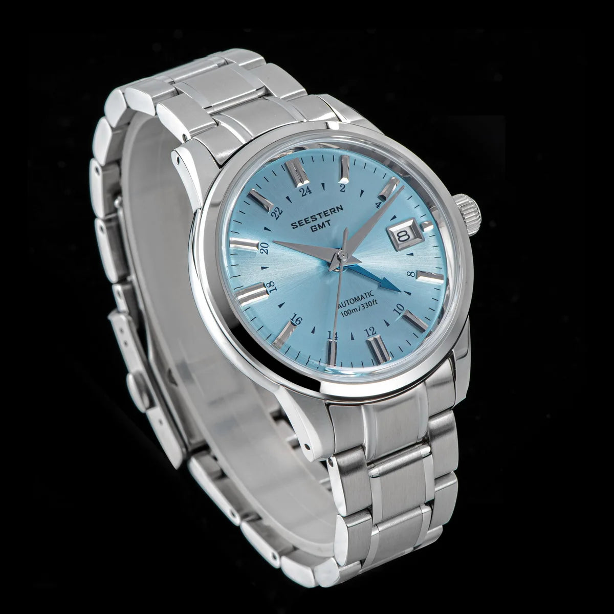 SEESTERN Men's Automatic Mechanical Wristwatch NH34 GMT Movement 10bar Waterproof Domed Sapphire Crystal Watch Limited S446 New