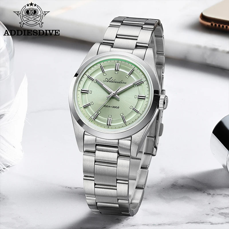ADDIESDIVE – Luxury analogue men’s watch, VH31 quartz movement, domed crystal, water-resistant to 10 bar, BGW9 luminescent coating, steel case – Customisable model AD2515