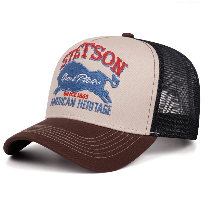 2025 Personalized New Truck Hat STATION Blue Bull Mesh Hat Men's Street HipHop Hat Women's Daily Commuting Sunshade Baseball Hat