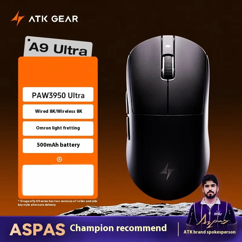 ATK  A9 Plus Gaming Mouse Wireless A9/A9 SE/A9 Pro Tri Mode 8K Gaming Mouse Lightweight A9 Ultimate E-sports PC Gift Customized