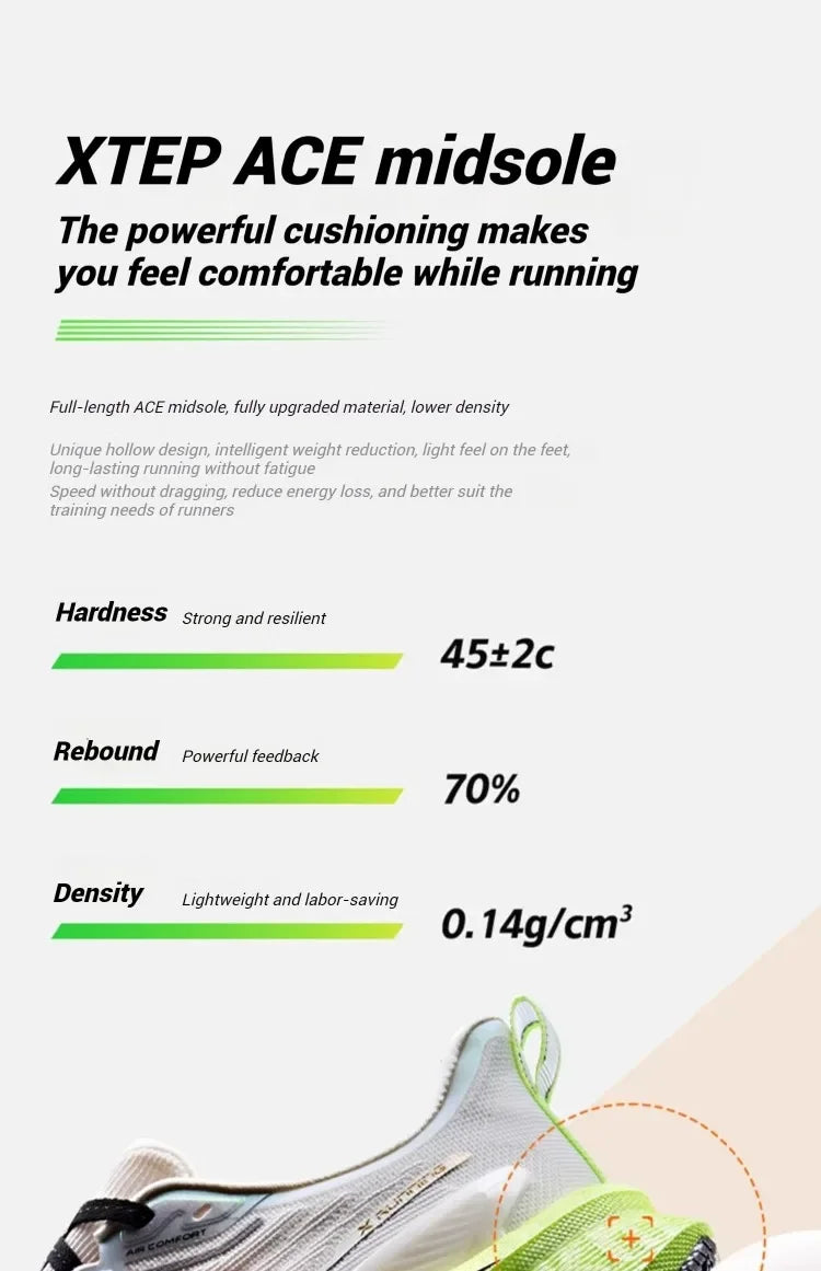 Xtep 2000km 3.0 Running Shoes Soft Universal Sneakers Cushioning Training Jogging Wear-Resistant Lightweight 875119110032
