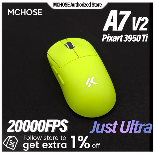 MCHOSE A7 V2 Ultra Wireless Gaming Mouse Pixart3950Ti Flagship Sensor Super 20000FPS for Accurate Tracking Support Web Driver