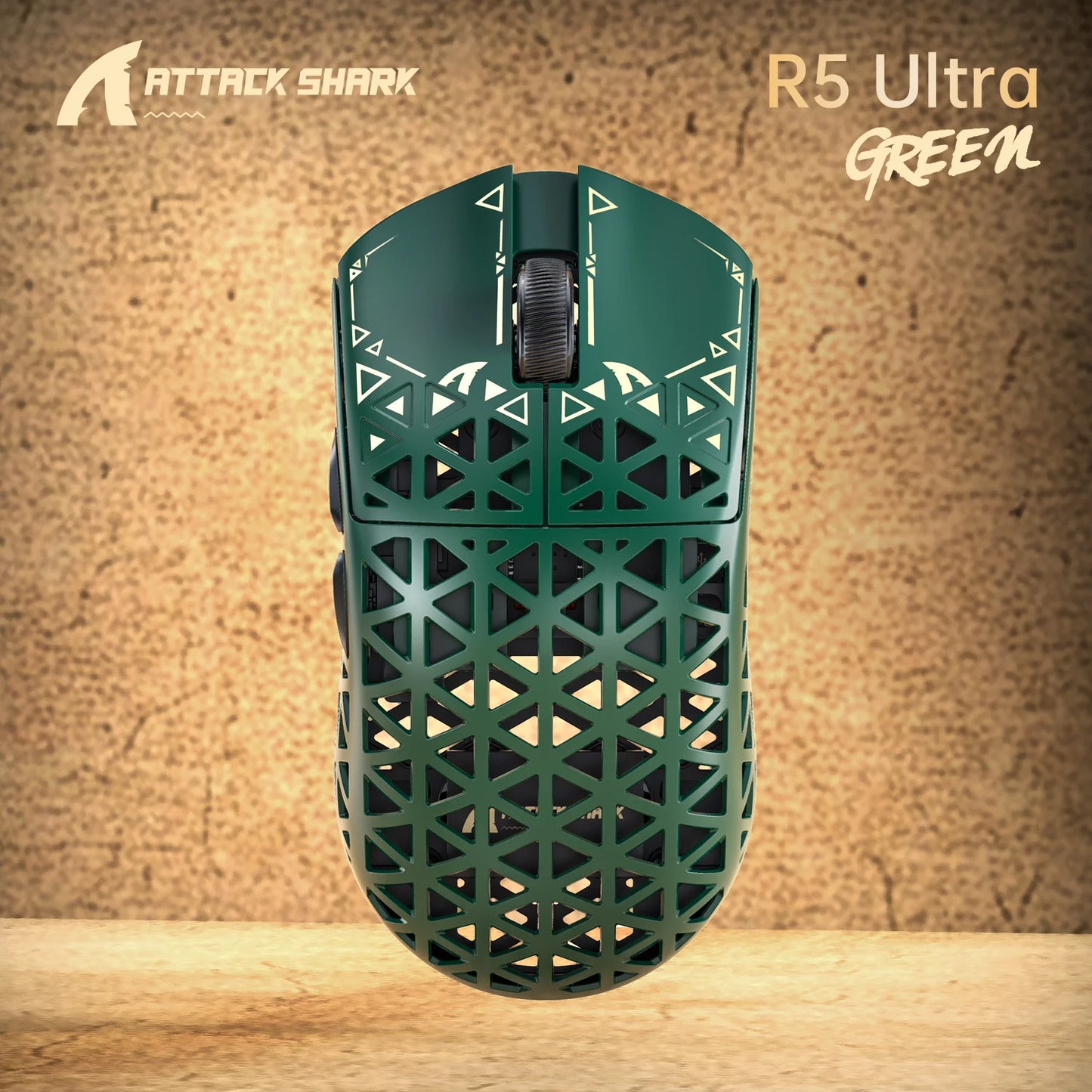 Ratón gaming inalámbrico ATTACK SHARK R5 ULTRA - sondeo 8K, sensor PAW3950MAX, 42,000 DPI, fibra de carbono ultraligera para esports profesionales