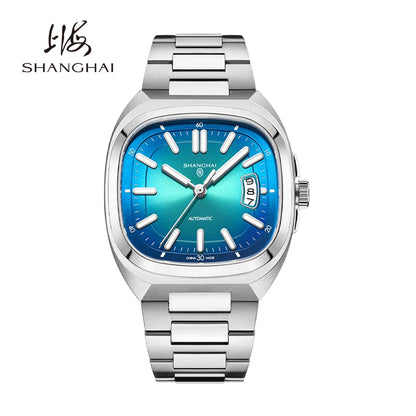 Shanghai Watch automatikus mechanikus, négyzet alakú számlapos férfi karóra, világító, 50 m-ig vízálló, dátumkijelzős, alkalmi karóra SH018
