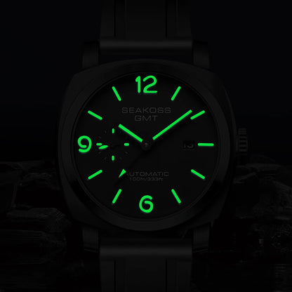 SEAKOSS 100m Diving Men GMT Automatic Mechanical Watches 1963 Clock 2557 Seagull Movement Super Luminous Sapphire Wristwatches