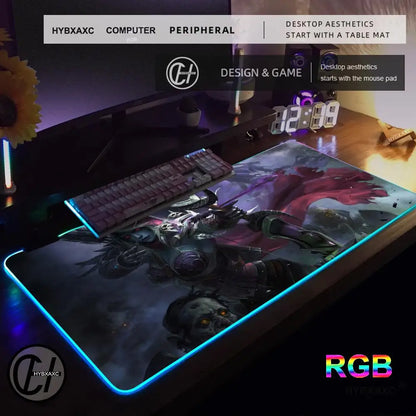 World of Warcraft Sylvanas Mouse Pad RGB Gaming Mouse Pad Desk Mat HD Gamer Large LED Light XXL MousePads PC Computer Carpet