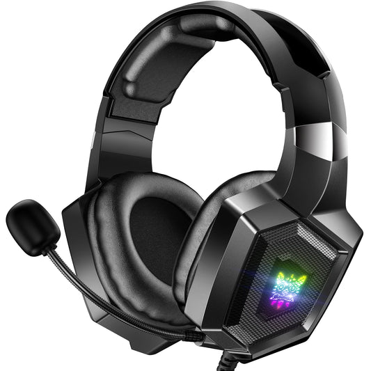 ONIKUMA K8 casque de jeu avec micro HD Flexible lumière rvb son Surround sur-oreille casque filaire Gamer pour PC de jeu Xbox