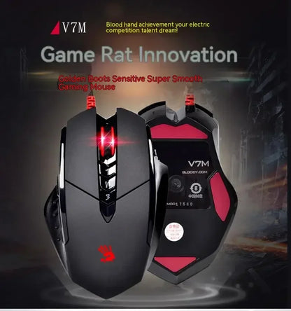 Жична мишка Bloody V7M с RGB, олекотен ергономичен дизайн, 4000dpi, за PC, офис, e-sports гейминг и макро програмиране, за CF LOL CS