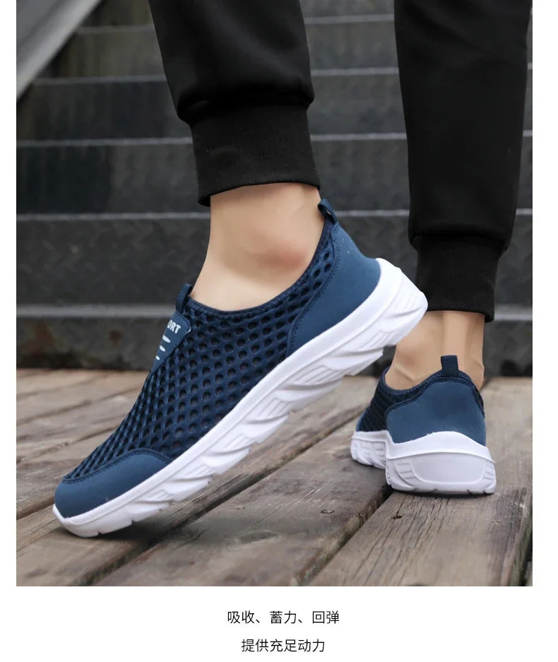 YRZL Lightweight Men Casual Shoes Breathable Slip on Male Casual Sneakers Anti-slip Men's Flats Outdoor Walking Shoes Size 39-46